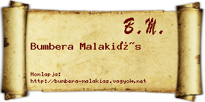 Bumbera Malakiás névjegykártya